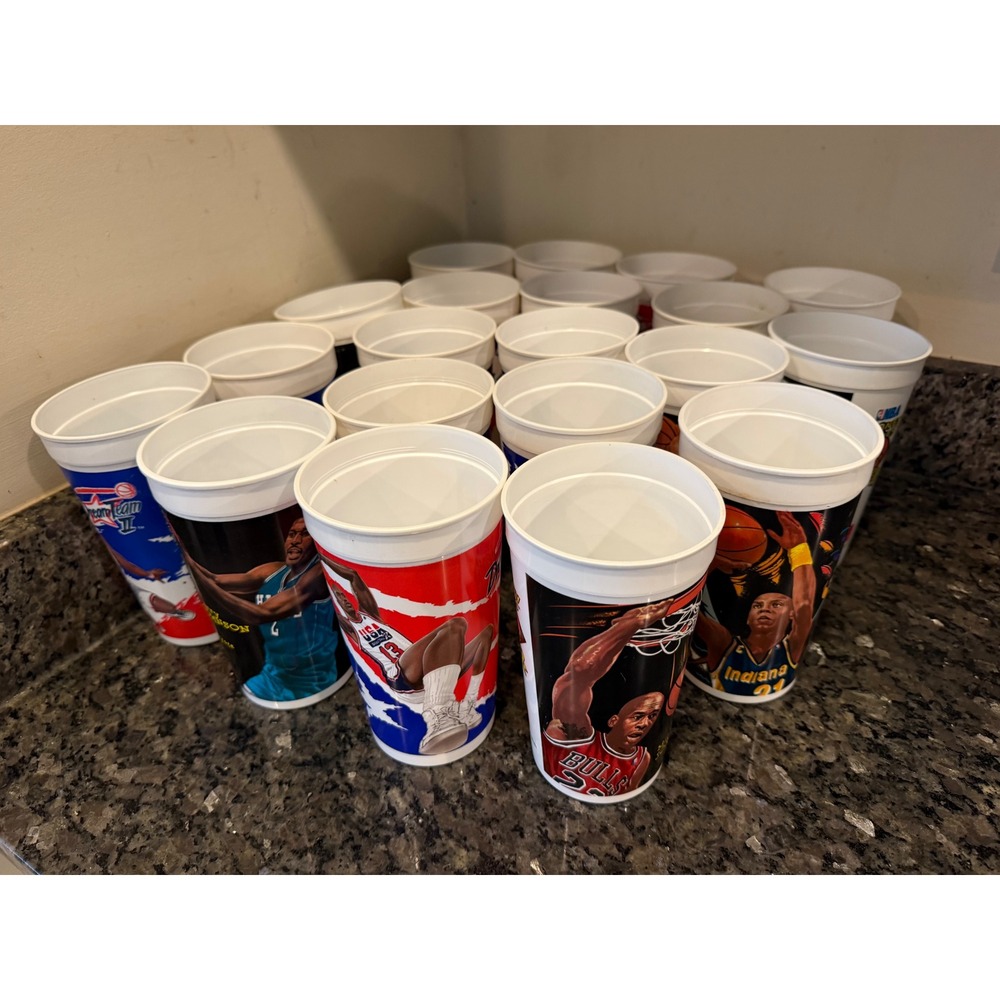 Vintage 90s McDonalds NBA Cups Lot 20 Michael Jordan Space Jam Dream Team II USA